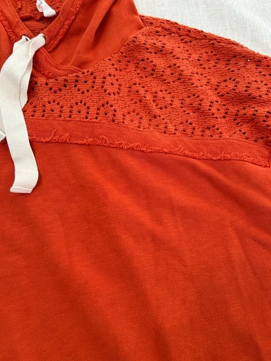 Daily Practice by Anthropologie Robyn Crocheted Hoodie Women's 3X Orange - Picture 8 of 15